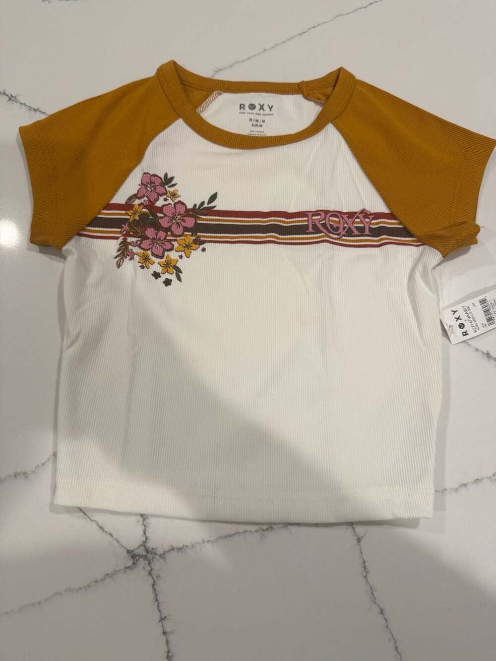 Roxy Retro Heritage Striped Cropped Baby Tee